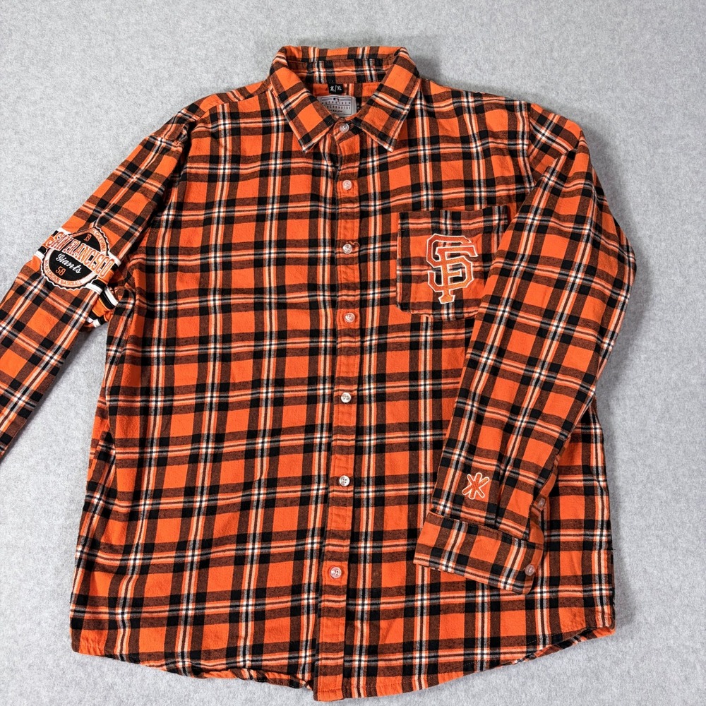 Klew San Francisco Giants MLB Plaid Flannel Shirt Mens XL Embroidered Logo